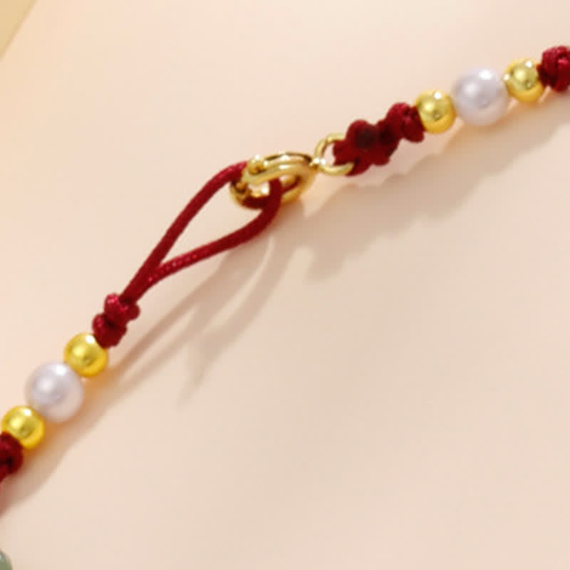 Buddha Stones Tobillera de protección con dije floral y cordón rojo tejido a mano - image 11