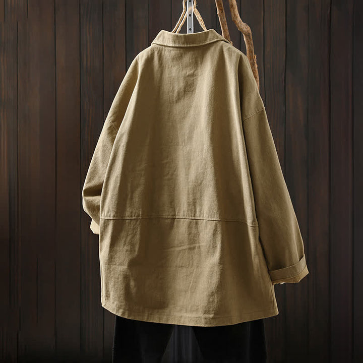 Chaqueta de mujer de manga larga, media, con bolsillos, botones, cuello de solapa y estampado de Buddha Stones para primavera y otoño. - image 2