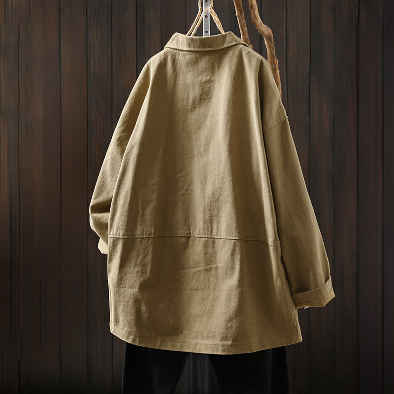 Chaqueta de mujer de manga larga, media, con bolsillos, botones, cuello de solapa y estampado de Buddha Stones para primavera y otoño. - image 2