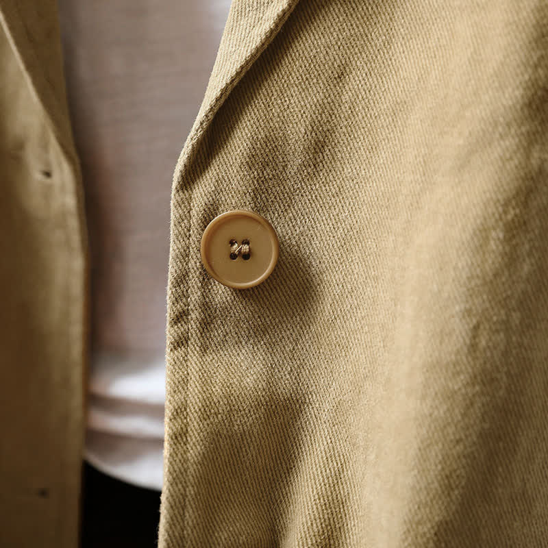 Chaqueta de mujer de manga larga, media, con bolsillos, botones, cuello de solapa y estampado de Buddha Stones para primavera y otoño. - image 5
