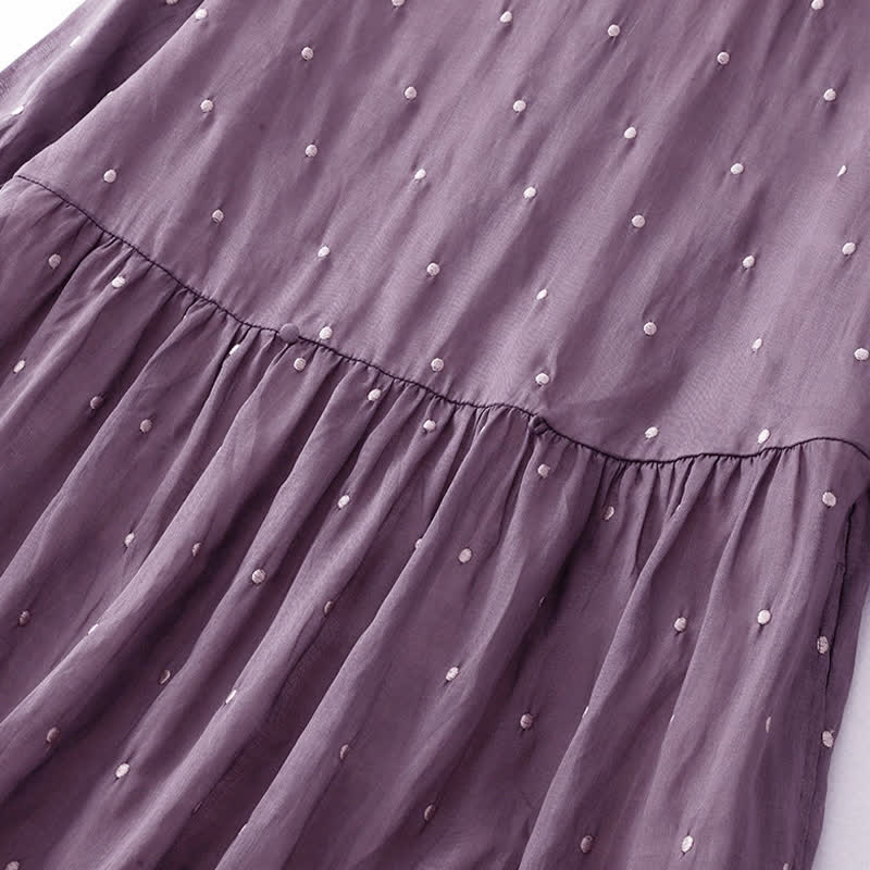 Vestido midi de poliéster con estampado de lunares, botones en la espalda y bolsillos, con diseño de Buddha Stones. - image 2