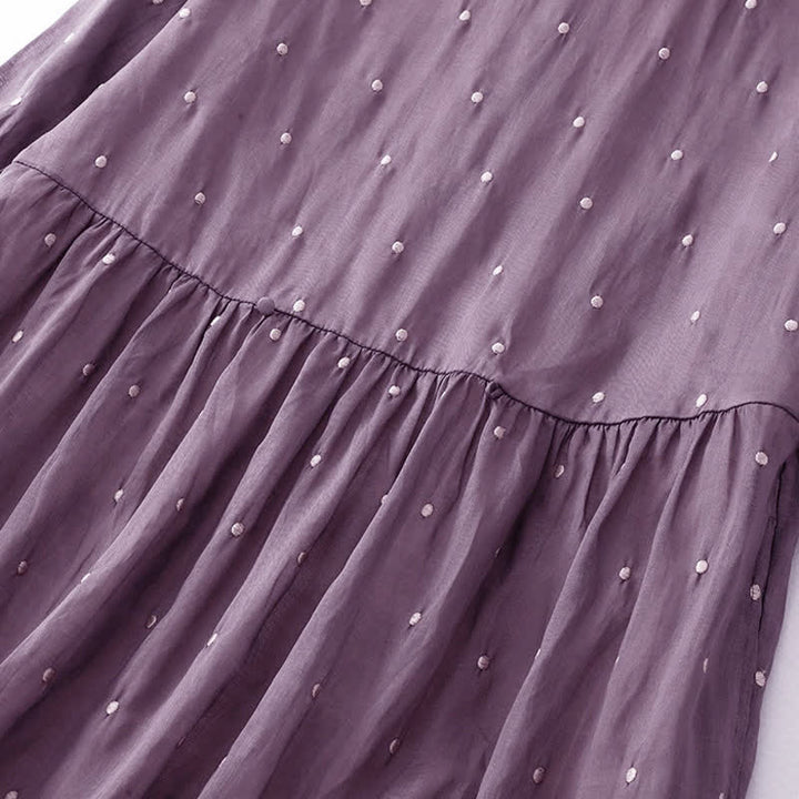 Vestido midi de poliéster con estampado de lunares, botones en la espalda y bolsillos, con diseño de Buddha Stones. - image 2