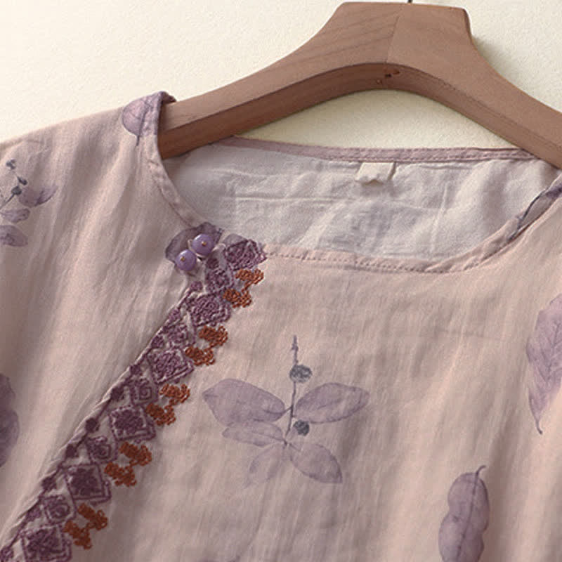 Camisa de manga tres cuartos para mujer con diseño de bordado de Buddha Stones - image 3