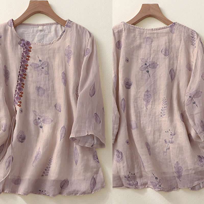 Camisa de manga tres cuartos para mujer con diseño de bordado de Buddha Stones - image 2