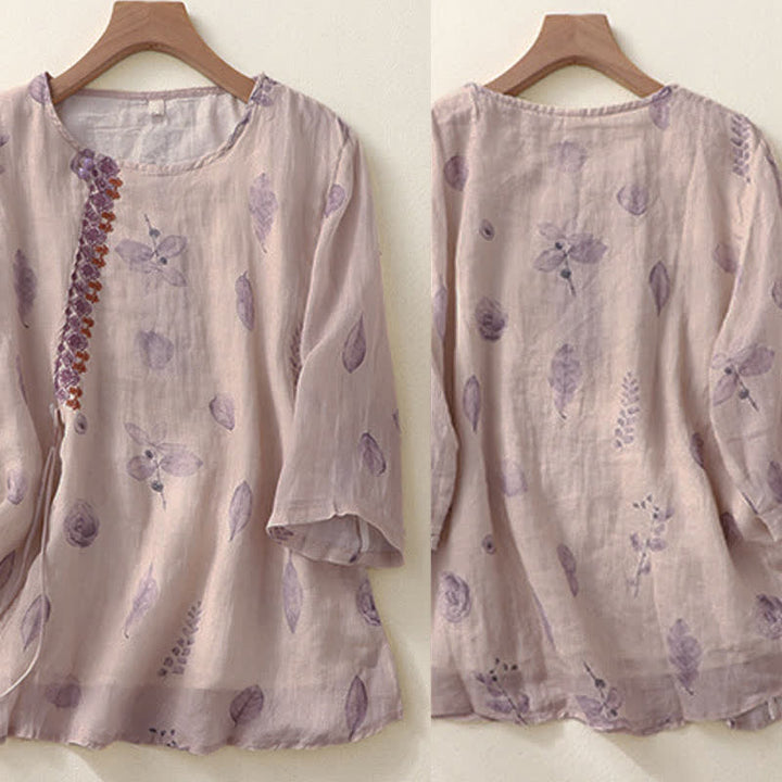 Camisa de manga tres cuartos para mujer con diseño de bordado de Buddha Stones - image 2