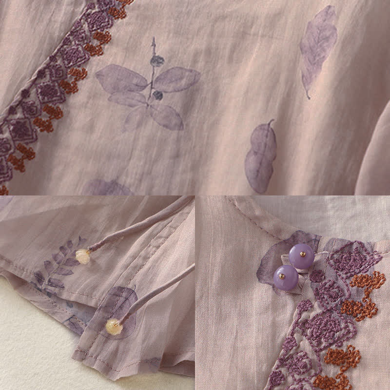 Camisa de manga tres cuartos para mujer con diseño de bordado de Buddha Stones - image 11