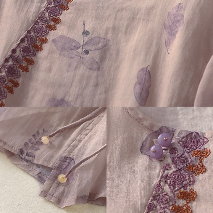 Camisa de manga tres cuartos para mujer con diseño de bordado de Buddha Stones - image 11