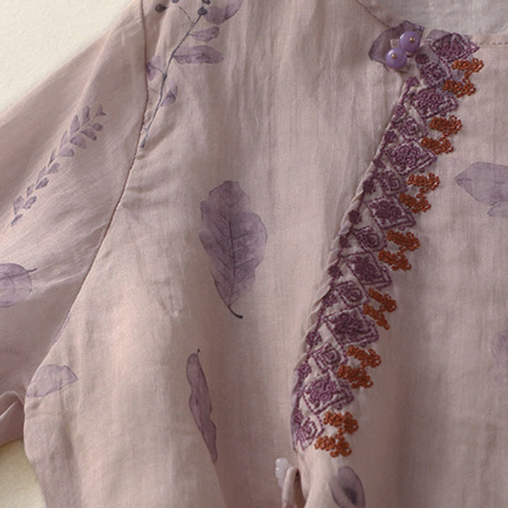 Camisa de manga tres cuartos para mujer con diseño de bordado de Buddha Stones - image 5