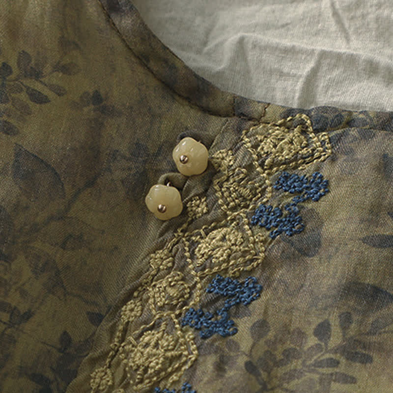 Camisa de manga tres cuartos para mujer con diseño de bordado de Buddha Stones - image 16
