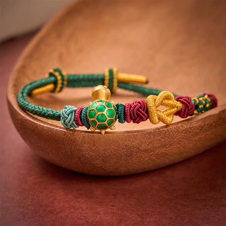 Buddha Stones Pulsera protectora de hilo rojo con diseño de tortuga de cobre tejida a mano - image 11