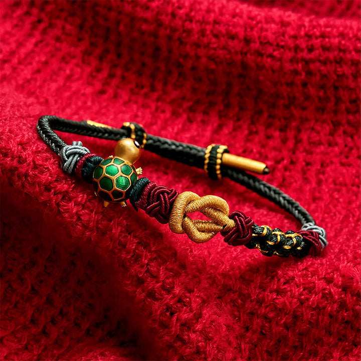 Buddha Stones Pulsera protectora de hilo rojo con diseño de tortuga de cobre tejida a mano - image 12