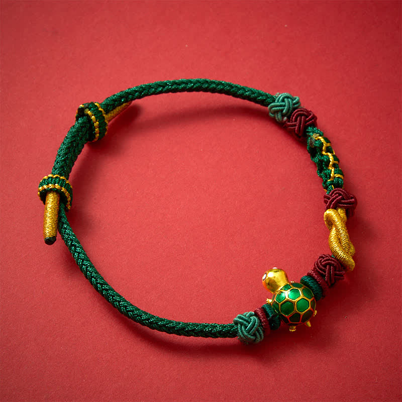 Buddha Stones Pulsera protectora de hilo rojo con diseño de tortuga de cobre tejida a mano - image 10