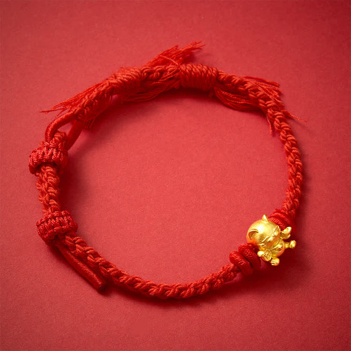Buddha Stones Pulsera de la riqueza con amuleto de gato de la suerte de cobre y cordón rojo - image 9