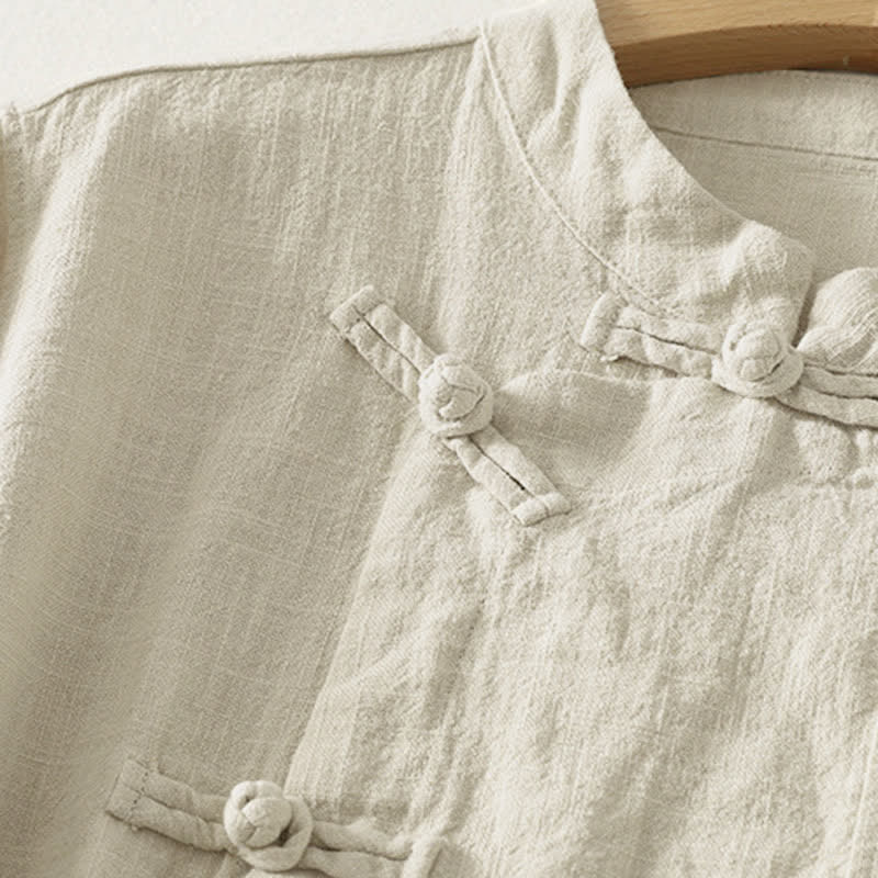 Camisa de manga larga para mujer con estampado de Buddha Stones , estilo casual y con botones de rana. - image 10