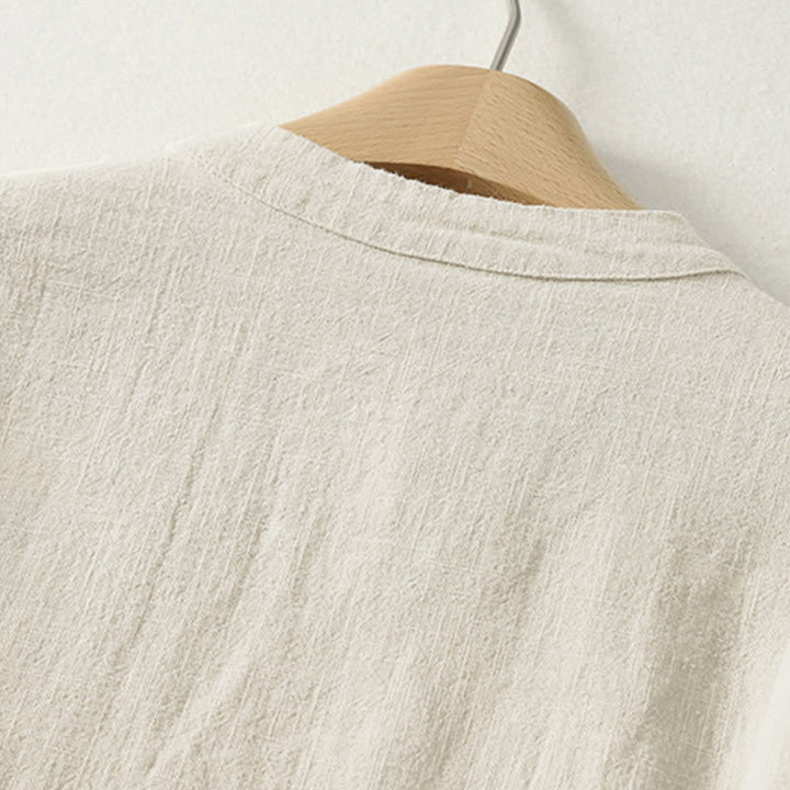 Camisa de manga larga para mujer con estampado de Buddha Stones , estilo casual y con botones de rana. - image 9