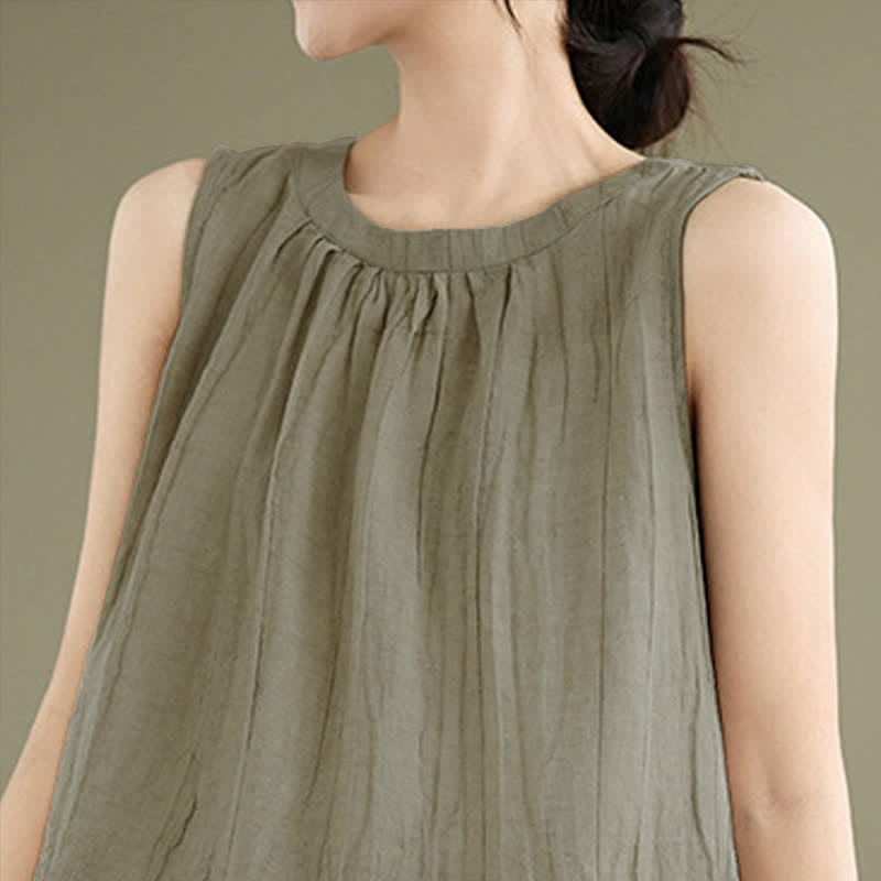Chaleco sin mangas de cuello redondo para mujer con estampado de Buddha Stones y diseño sencillo para el verano. - image 4