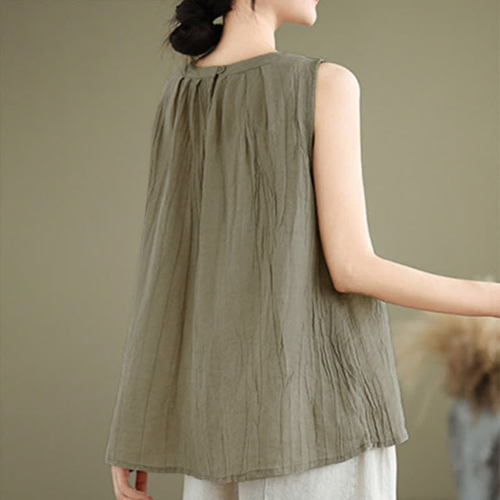 Chaleco sin mangas de cuello redondo para mujer con estampado de Buddha Stones y diseño sencillo para el verano. - image 3