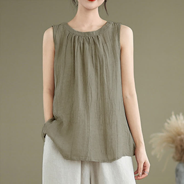 Chaleco sin mangas de cuello redondo para mujer con estampado de Buddha Stones y diseño sencillo para el verano. - image 1
