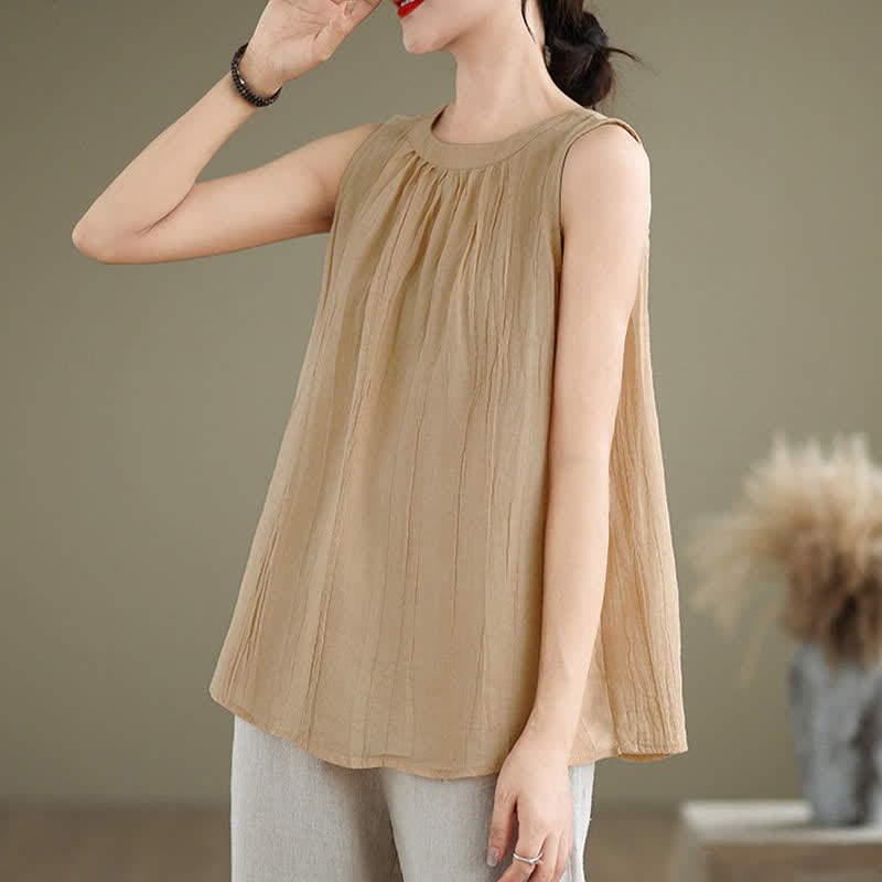 Chaleco sin mangas de cuello redondo para mujer con estampado de Buddha Stones y diseño sencillo para el verano. - image 29