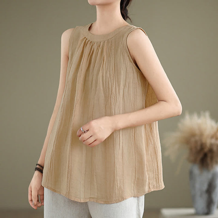 Chaleco sin mangas de cuello redondo para mujer con estampado de Buddha Stones y diseño sencillo para el verano. - image 28