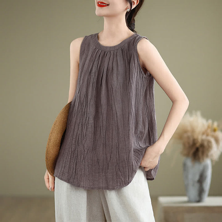 Chaleco sin mangas de cuello redondo para mujer con estampado de Buddha Stones y diseño sencillo para el verano. - Ciruela - US8-10，UK/AU12-14，EU40-42 (2XL) - image 20
