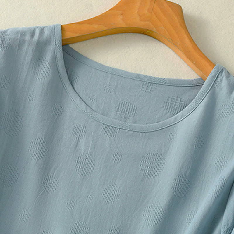Camiseta de manga corta holgada para mujer con diseño de Buddha Stones y cuello redondo liso. - image 2