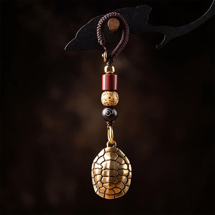 Buddha Stones Llaveros de protección con forma de tortuga de latón, Pi Xiu y monedas de los cinco emperadores. - Tortuga - image 0