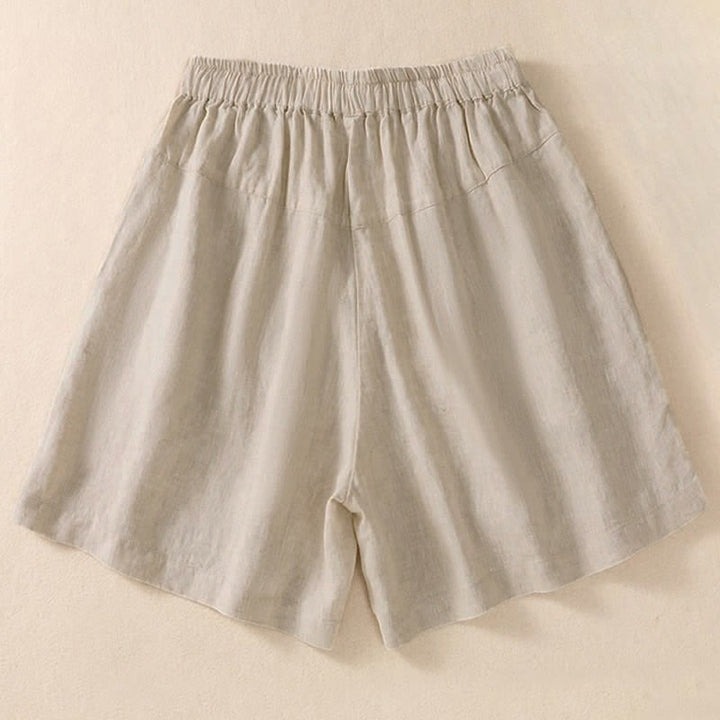 Pantalones cortos de mujer con cordón ajustable, estampado floral y bordado de Buddha Stones, con bolsillos. - image 10