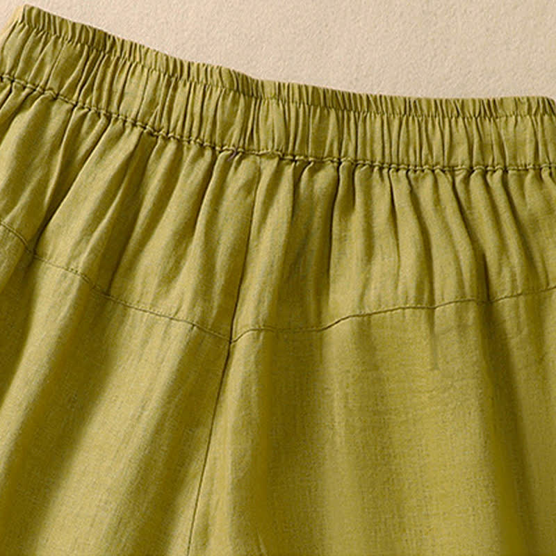 Pantalones cortos de mujer con cordón ajustable, estampado floral y bordado de Buddha Stones, con bolsillos. - image 18