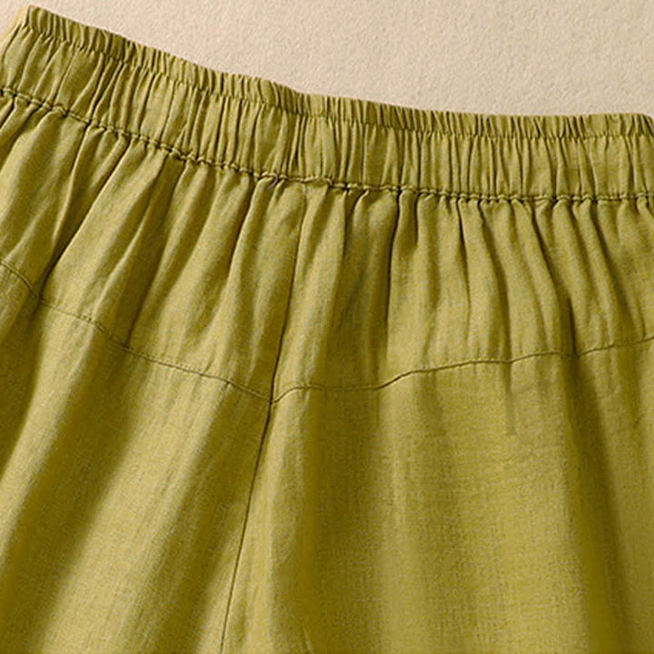 Pantalones cortos de mujer con cordón ajustable, estampado floral y bordado de Buddha Stones, con bolsillos. - image 18