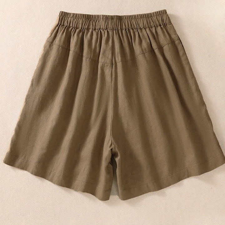 Pantalones cortos de mujer con cordón ajustable, bolsillos y estampado floral informal de Buddha Stones. - image 7