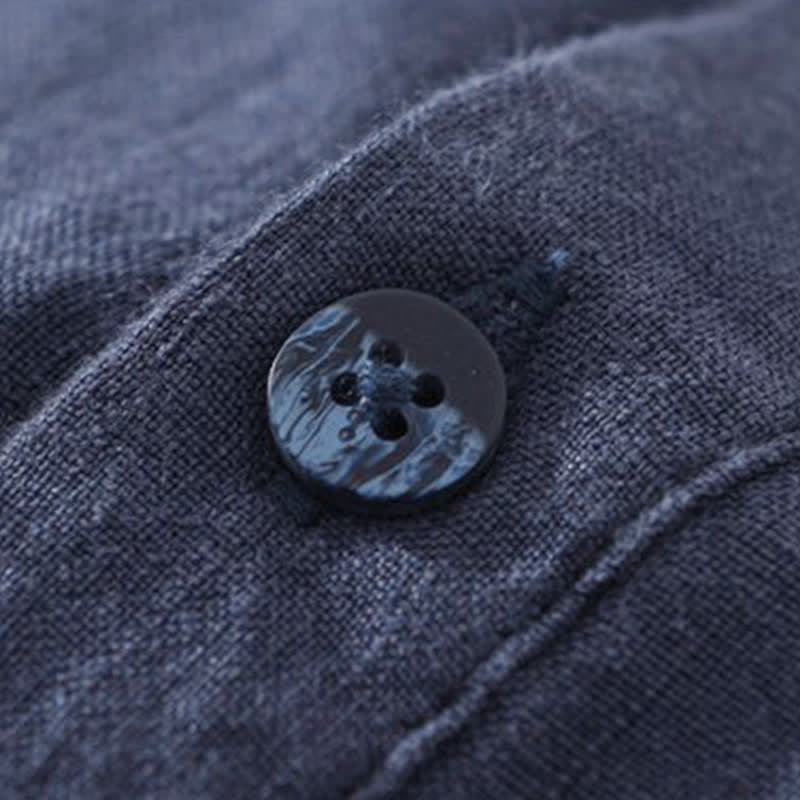 Buddha Stones Camisas de manga larga para hombre, estilo casual de verano, minimalistas, lisas, con bolsillo de parche. - image 2