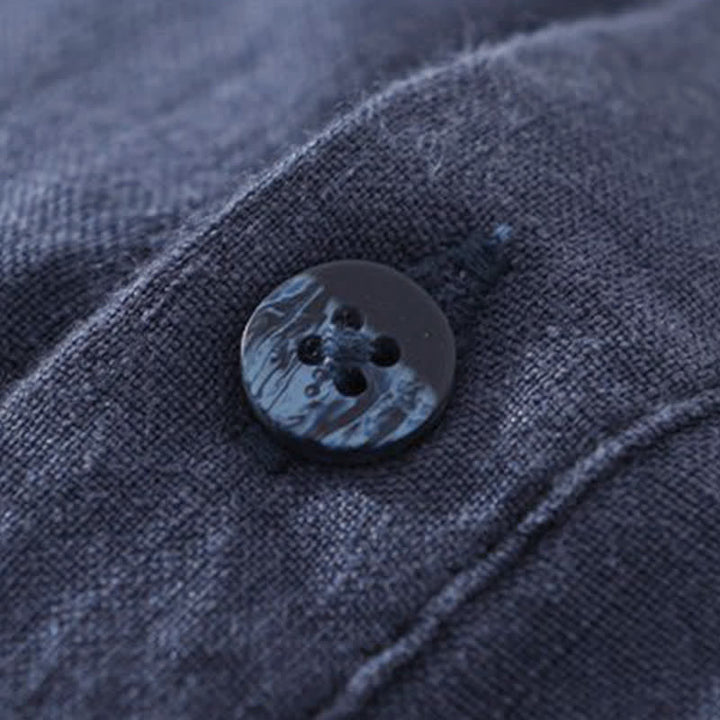 Buddha Stones Camisas de manga larga para hombre, estilo casual de verano, minimalistas, lisas, con bolsillo de parche. - image 2