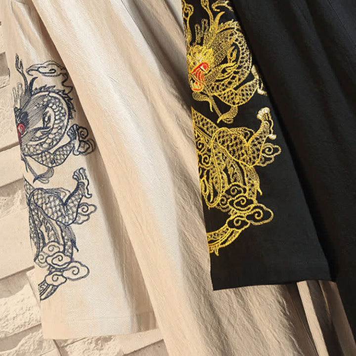 Buddha Stones Kimono de manga hasta el codo para hombre, estilo casual vintage, con bordado de grulla, ideal para primavera y verano. - image 33