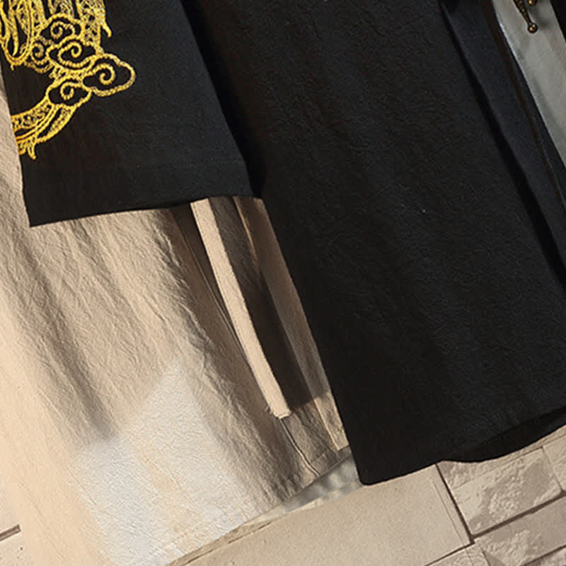Buddha Stones Kimono de manga hasta el codo para hombre, estilo casual vintage, con bordado de grulla, ideal para primavera y verano. - image 34