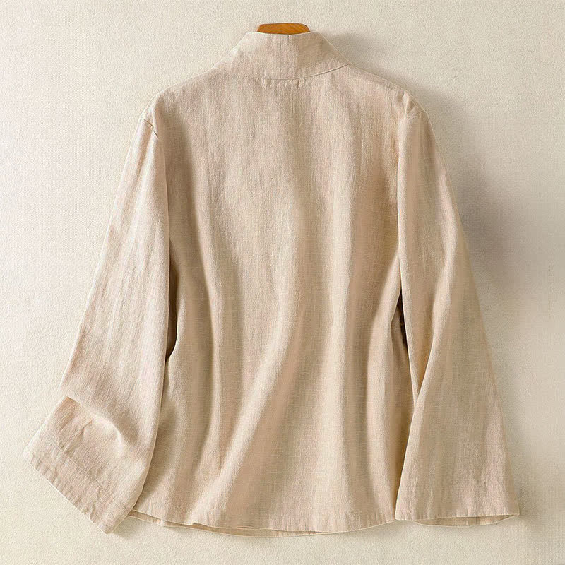 Buddha Stones Camisas de manga larga para mujer, estilo casual Tang, con cuello en V y cordón ajustable, ideales para primavera y verano. - image 15