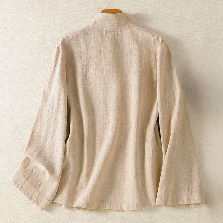 Buddha Stones Camisas de manga larga para mujer, estilo casual Tang, con cuello en V y cordón ajustable, ideales para primavera y verano. - image 15