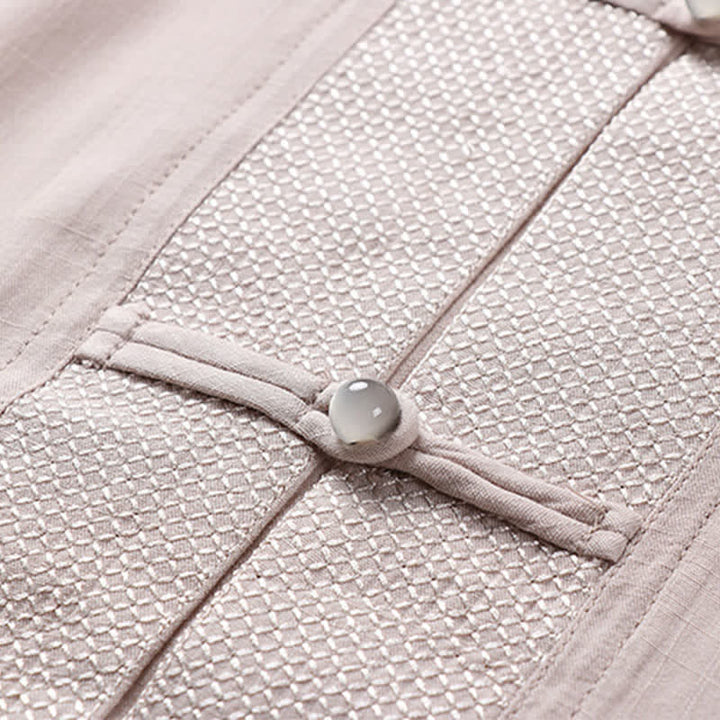 Buddha Stones Conjunto de 2 piezas: Camisa de manga larga y pantalón estilo Spring Tang con cuello mandarín y botones de rana, color liso, para hombre, ideal para meditación, con bolsillos. - image 5