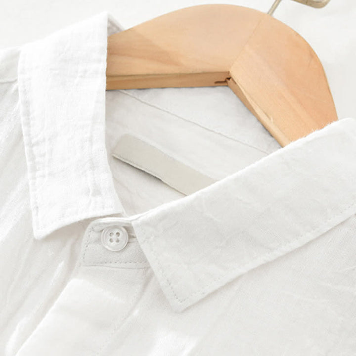 Buddha Stones Camisas de manga larga de lino liso con botones para hombre, estilo casual de primavera. - image 21