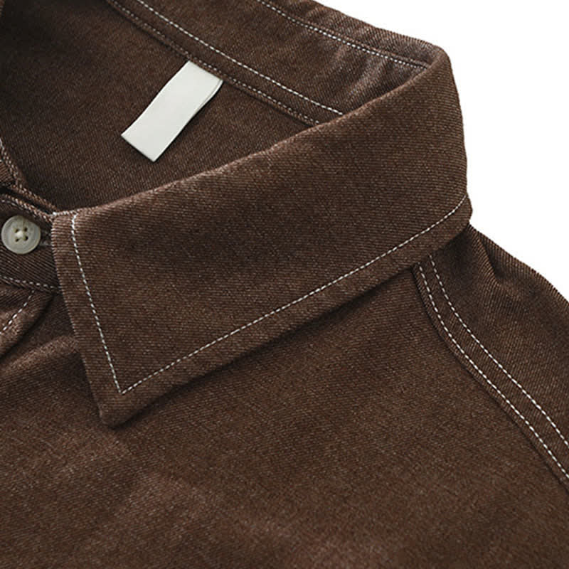 Buddha Stones Camisas de manga larga lisas para hombre, estilo casual de otoño, con bolsillo de parche. - image 6