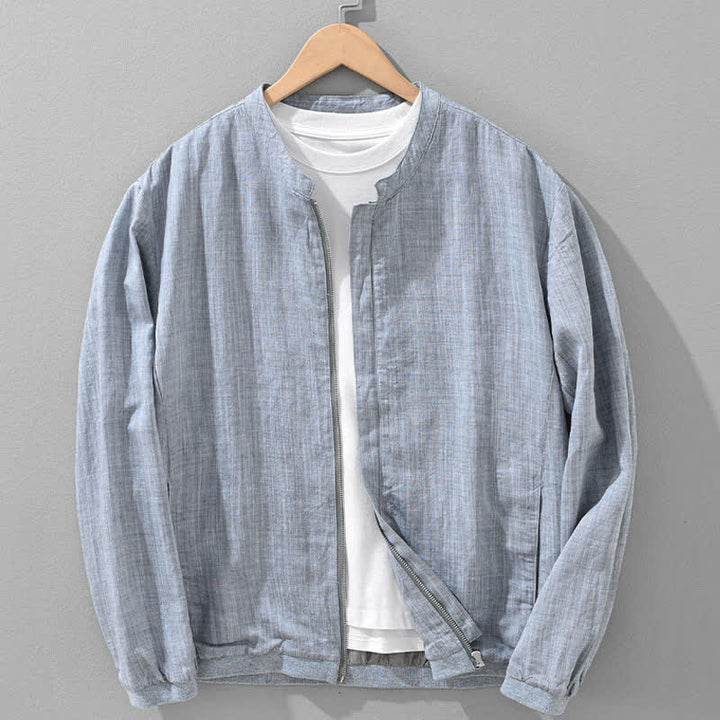 Buddha Stones Chaqueta de hombre de estilo casual minimalista con cuello mandarín, cremallera y diseño liso, ideal para primavera y verano. - Azul acero claro - US/UK/AU42, EU52 (3XL) - image 17