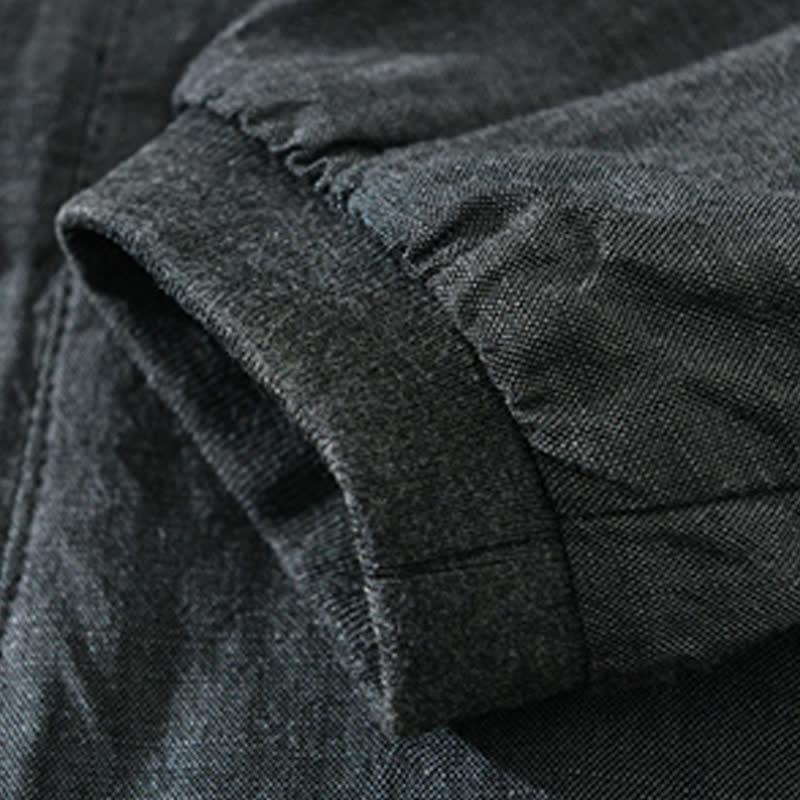Buddha Stones Chaqueta de hombre de estilo casual minimalista con cuello mandarín, cremallera y diseño liso, ideal para primavera y verano. - image 16