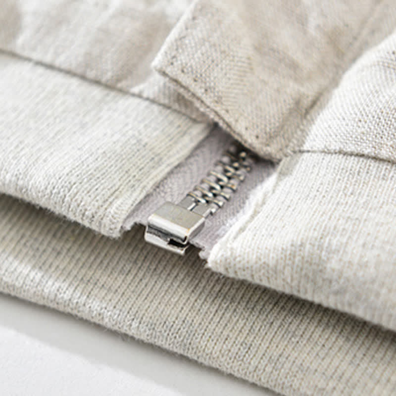Buddha Stones Chaqueta de hombre de estilo casual minimalista con cuello mandarín, cremallera y diseño liso, ideal para primavera y verano. - image 7