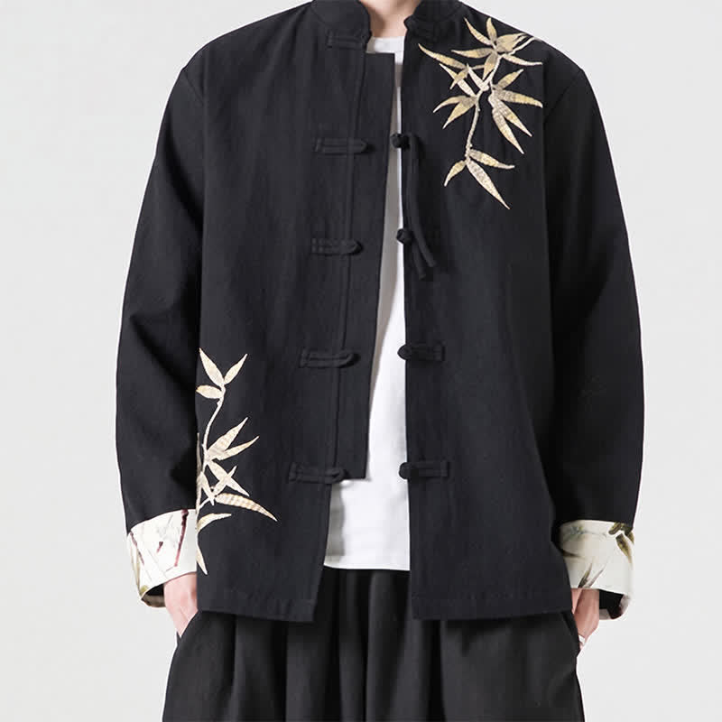 Buddha Stones Chaqueta de hombre de estilo Tang vintage con botones de rana, de bambú, algodón y lino, ideal para otoño e invierno. - image 19