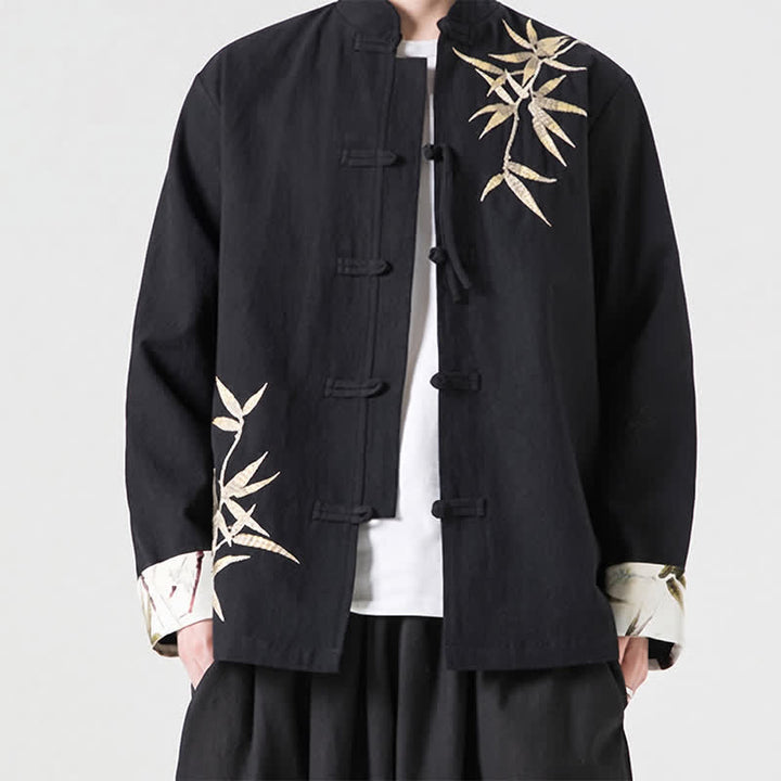 Buddha Stones Chaqueta de hombre de estilo Tang vintage con botones de rana, de bambú, algodón y lino, ideal para otoño e invierno. - image 19