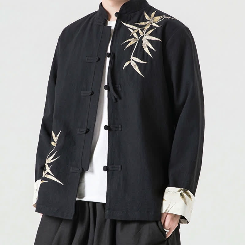 Buddha Stones Chaqueta de hombre de estilo Tang vintage con botones de rana, de bambú, algodón y lino, ideal para otoño e invierno. - image 18