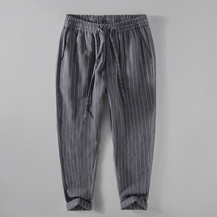 Buddha Stones Pantalones cortos casuales de primavera/verano con cordón ajustable y rayas, pantalones ajustados para hombre con bolsillos. - Gris oscuro - US/UK/AU42, EU52 (3XL) - image 0