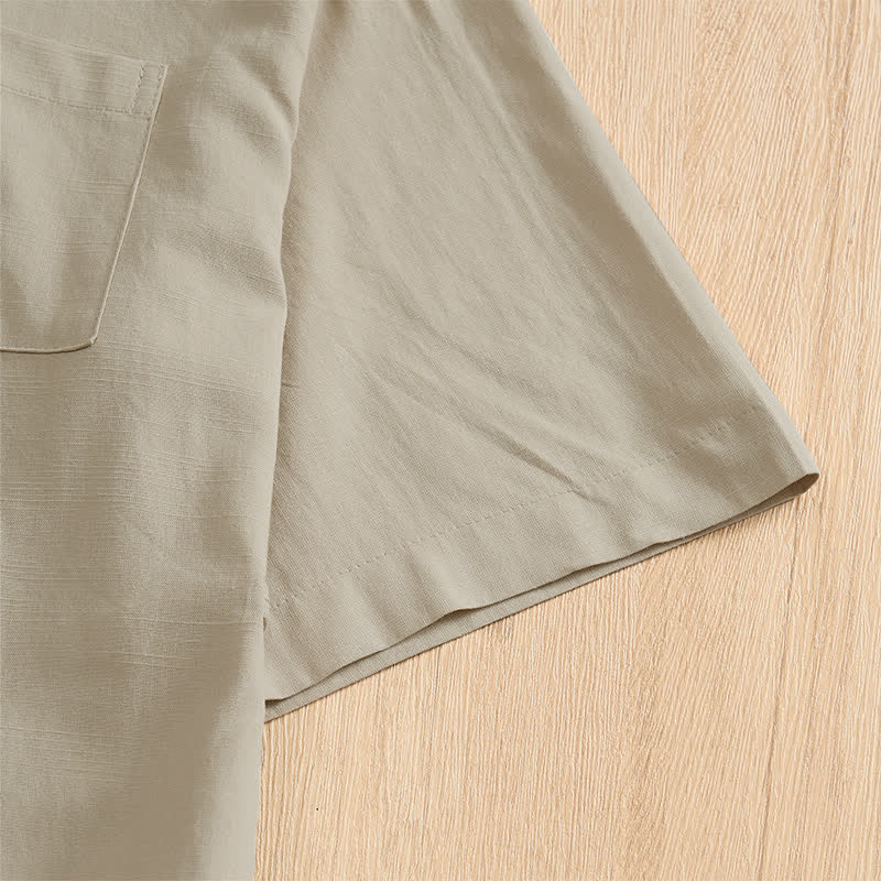 Buddha Stones Camisas de manga corta para hombre, estilo Tang, informales de verano, con botones de rana y bolsillos de parche. - image 30