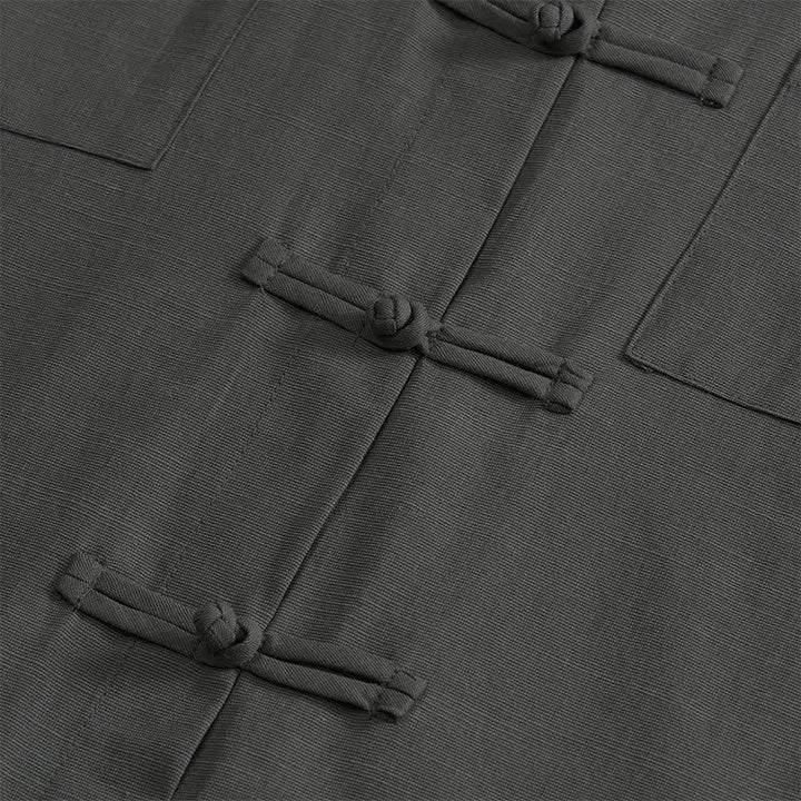 Buddha Stones Camisas de manga corta para hombre, estilo Tang, informales de verano, con botones de rana y bolsillos de parche. - image 4