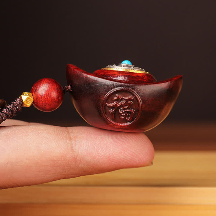 Buddha Stones Llaveros de sabiduría de sándalo rojo Om Mani Padme Hum Yuanbao - image 2